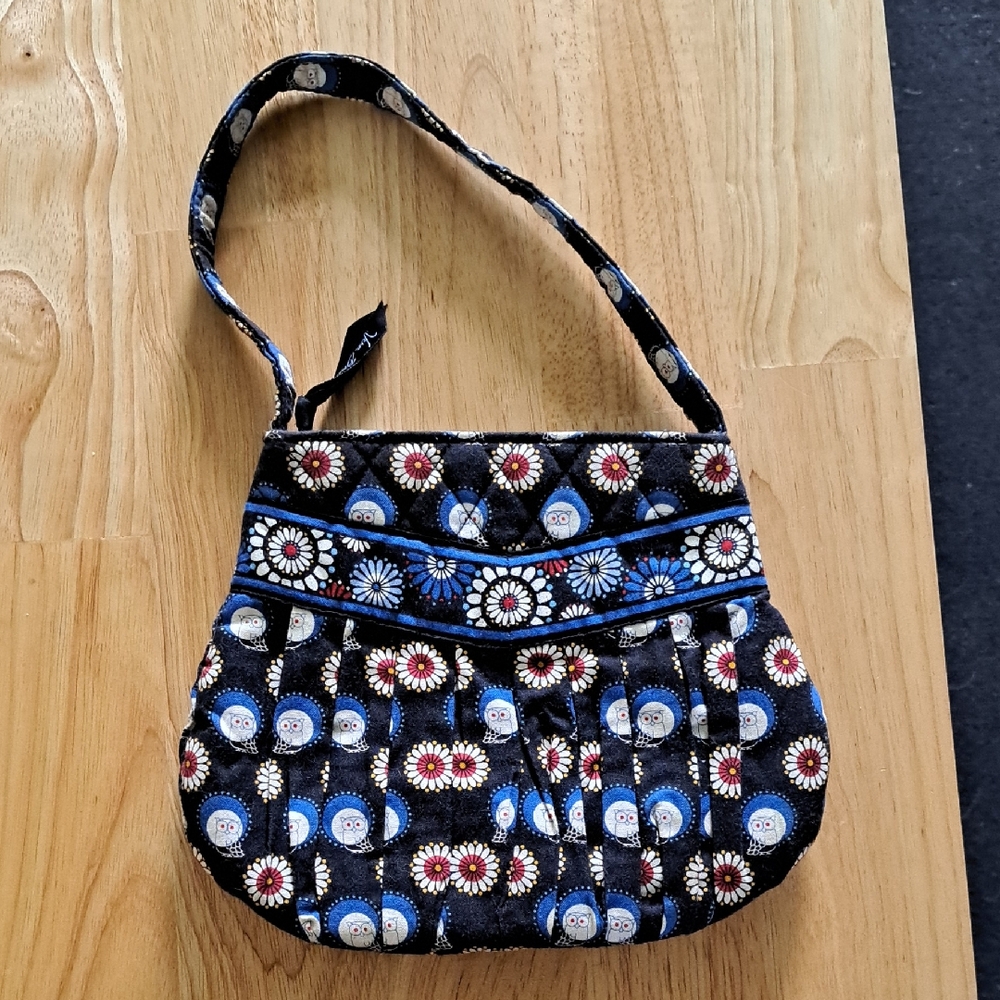Floral Patterned Black and Blue Women's Bag